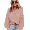 Azura Exchange Crinkled Top with Balloon Sleeves – L