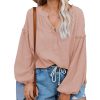 Azura Exchange Crinkled Top with Balloon Sleeves – L