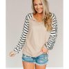 Azura Exchange Striped Patchwork Waffle Knit Top – M