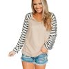 Azura Exchange Striped Patchwork Waffle Knit Top – M