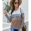 Azura Exchange Leopard Splicing Colorblock Long Sleeve Top – 2XL