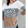 Azura Exchange Leopard Splicing Colorblock Long Sleeve Top – 2XL