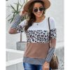 Azura Exchange Leopard Splicing Colorblock Long Sleeve Top – 2XL