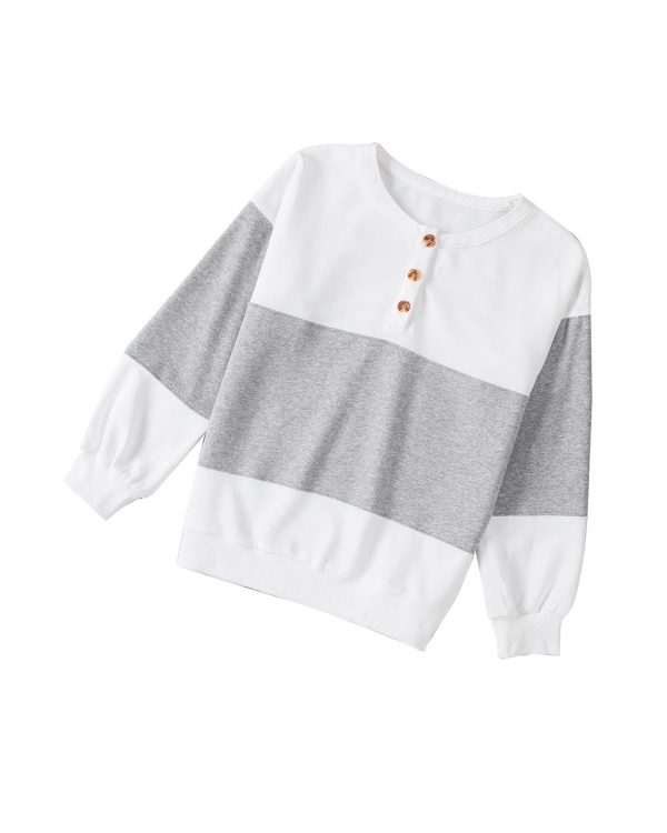 Azura Exchange Colorblock Buttons Pullover Sweatshirt – S