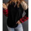 Azura Exchange Lantern Sleeve Plaid Sequin Pullover Sweatshirt – L