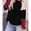 Azura Exchange Lantern Sleeve Plaid Sequin Pullover Sweatshirt – L