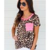 Azura Exchange Neon Pink Leopard Pocket T-shirt – M