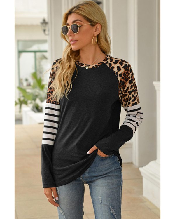 Azura Exchange Leopard Striped Long Sleeve Top – L