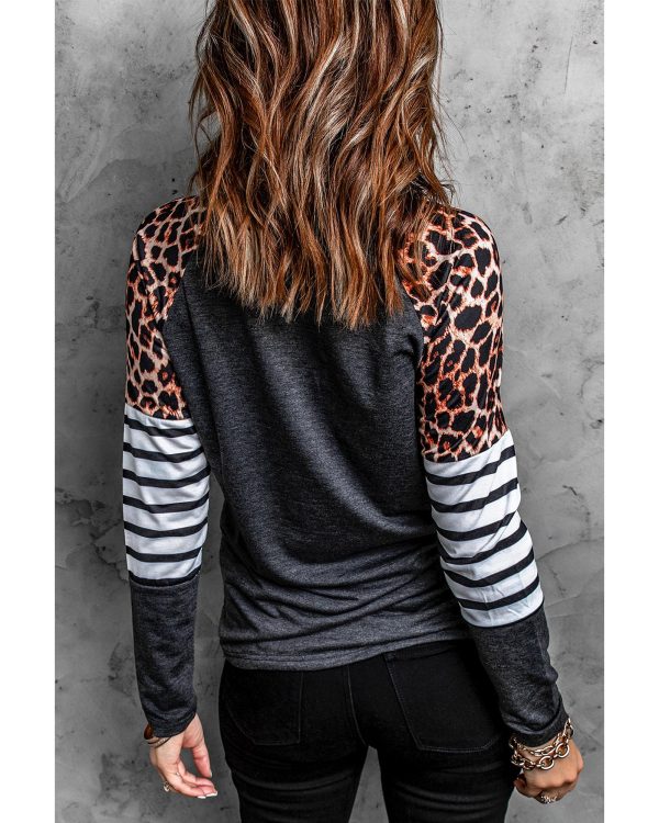 Azura Exchange Leopard Striped Long Sleeve Top – L