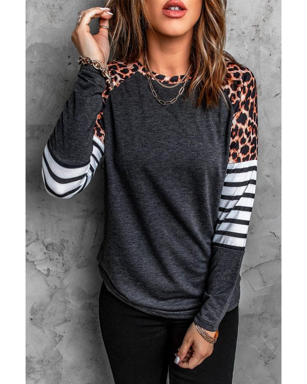 Azura Exchange Leopard Striped Long Sleeve Top – L