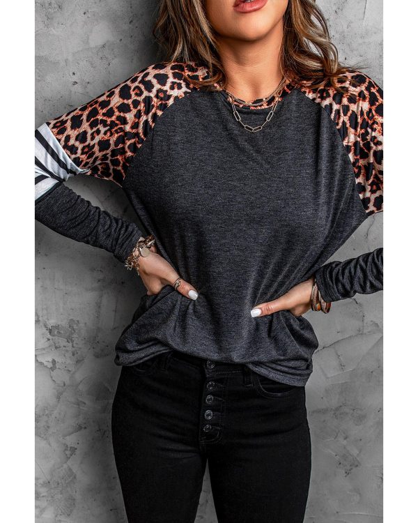 Azura Exchange Leopard Striped Long Sleeve Top – L