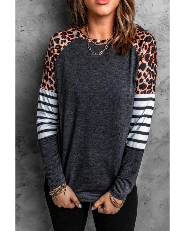 Azura Exchange Leopard Striped Long Sleeve Top – L