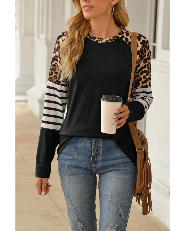 Azura Exchange Leopard Striped Long Sleeve Top – L