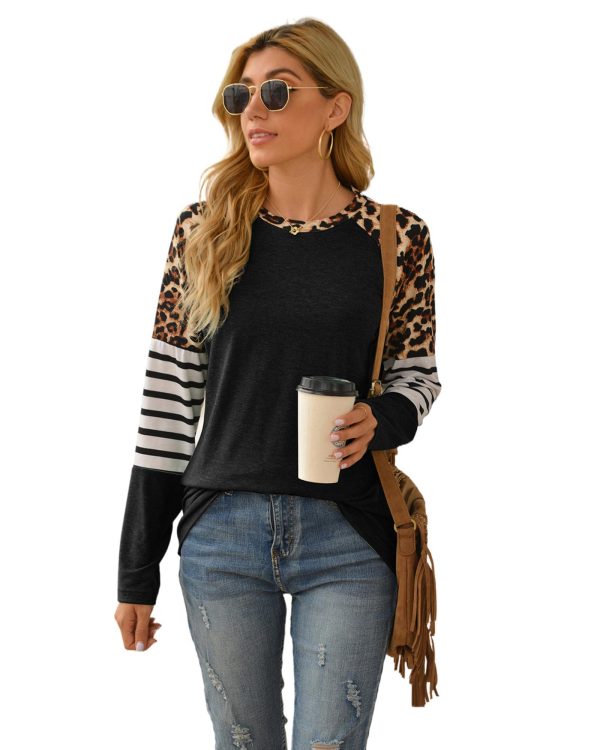 Azura Exchange Leopard Striped Long Sleeve Top – L