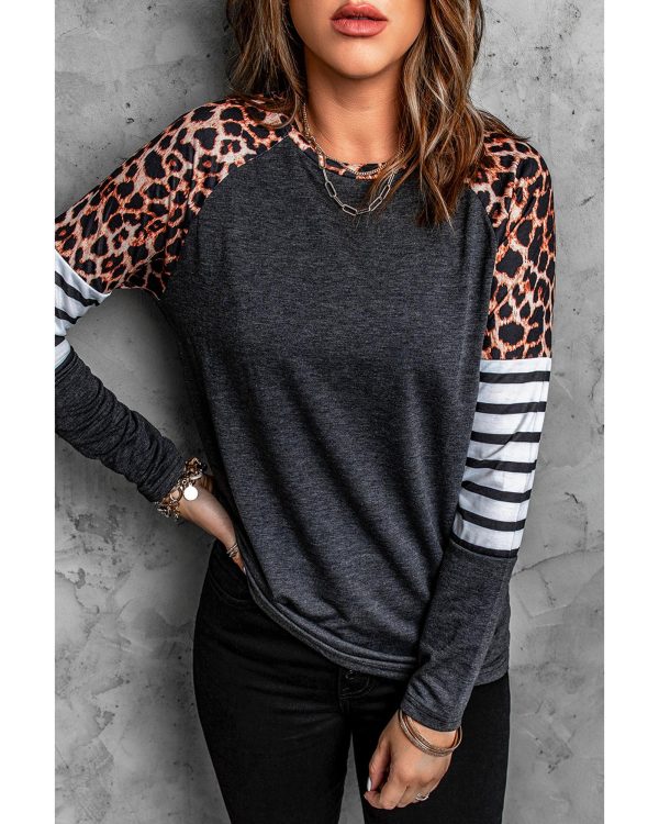 Azura Exchange Leopard Striped Long Sleeve Top – L