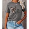 Azura Exchange Leopard Heart Shape Print Short Sleeve T-shirt – L