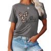 Azura Exchange Leopard Heart Shape Print Short Sleeve T-shirt – L