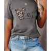 Azura Exchange Leopard Heart Shape Print Short Sleeve T-shirt – L