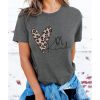 Azura Exchange Leopard Heart Shape Print Short Sleeve T-shirt – L