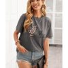 Azura Exchange Leopard Heart Shape Print Short Sleeve T-shirt – L