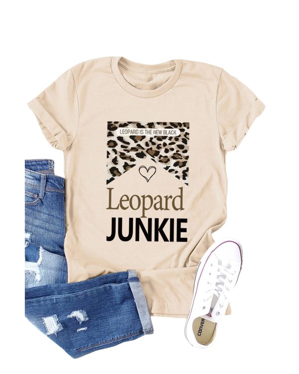 Azura Exchange LEOPARD JUNKIE Letter Heart Graphic Print T-Shirt – L