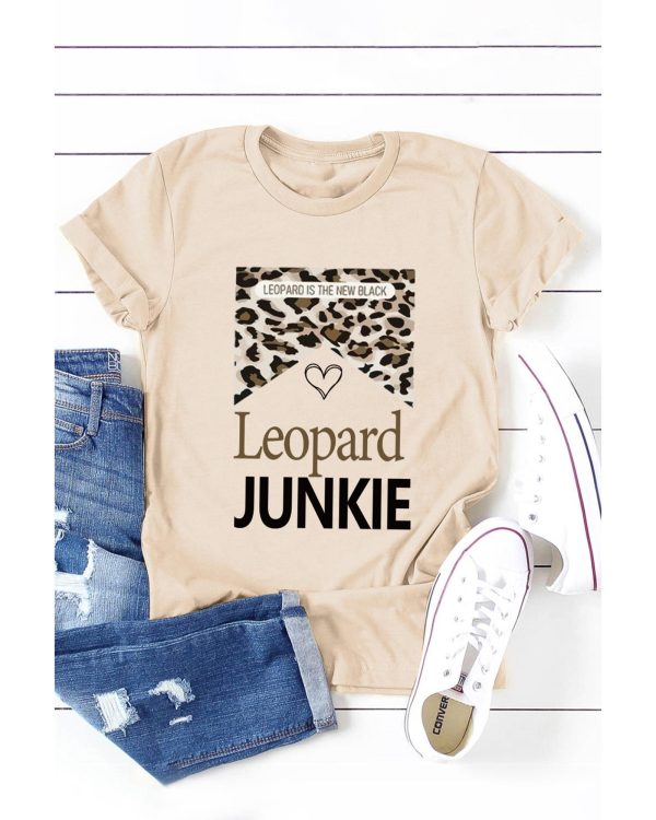 Azura Exchange LEOPARD JUNKIE Letter Heart Graphic Print T-Shirt – L