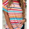 Azura Exchange Relaxed Striped Print Cold Shoulder Top – L