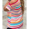 Azura Exchange Relaxed Striped Print Cold Shoulder Top – L