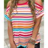 Azura Exchange Relaxed Striped Print Cold Shoulder Top – L