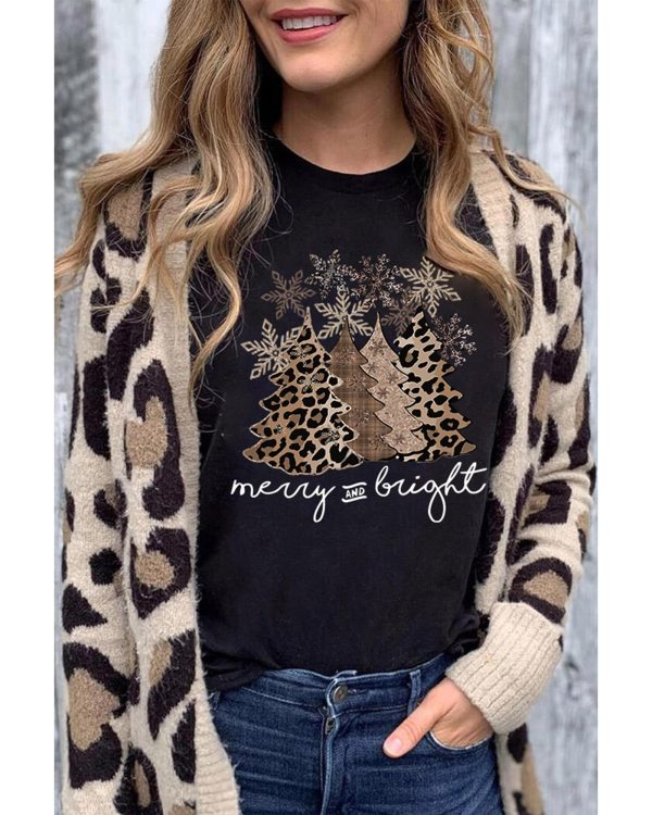 Azura Exchange Leopard Christmas Tree Graphic Print T-Shirt – L