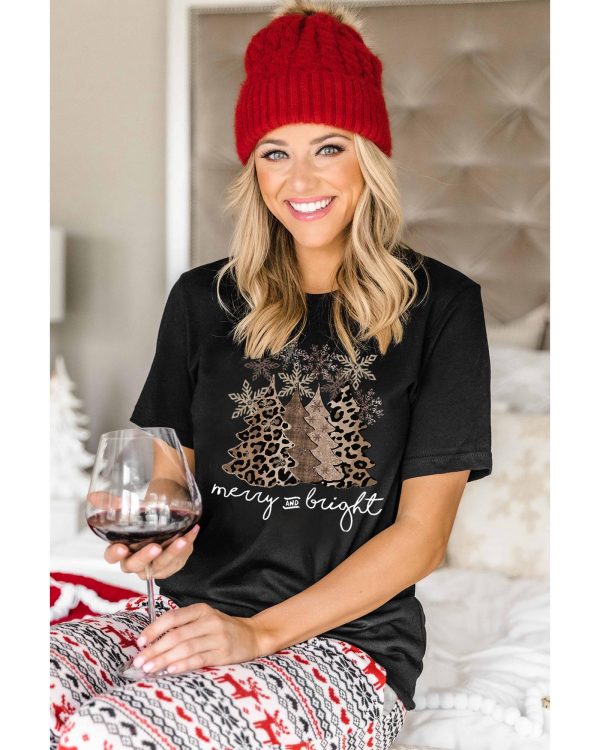 Azura Exchange Leopard Christmas Tree Graphic Print T-Shirt – L