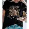 Azura Exchange Leopard Christmas Tree Graphic Print T-Shirt – L