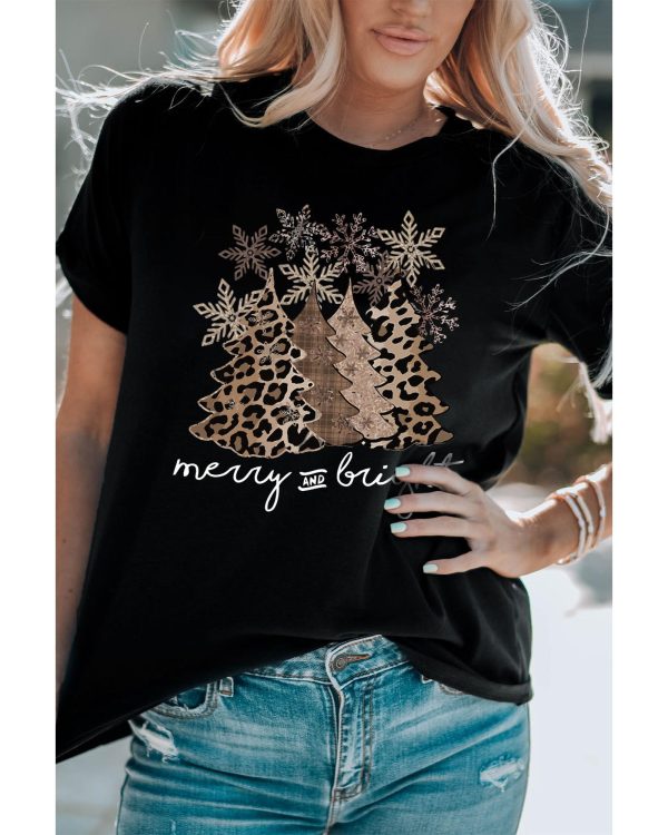 Azura Exchange Leopard Christmas Tree Graphic Print T-Shirt – L