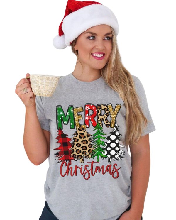 Azura Exchange Christmas Tree Pattern Crew Neck Graphic Tee – 2XL