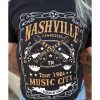 Azura Exchange NASHVILLE Letter Guitar Print Tee – L