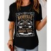 Azura Exchange NASHVILLE Letter Guitar Print Tee – L