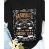 Azura Exchange NASHVILLE Letter Guitar Print Tee – L