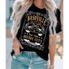 Azura Exchange NASHVILLE Letter Guitar Print Tee – L