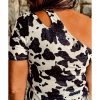 Azura Exchange Cow Print Cut out Short Sleeve Top – M