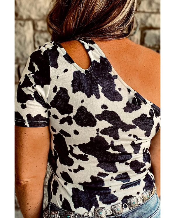 Azura Exchange Cow Print Cut out Short Sleeve Top – M