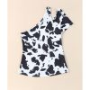 Azura Exchange Cow Print Cut out Short Sleeve Top – M