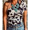 Azura Exchange Cow Print Cut out Short Sleeve Top – M