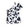 Azura Exchange Cow Print Cut out Short Sleeve Top – M