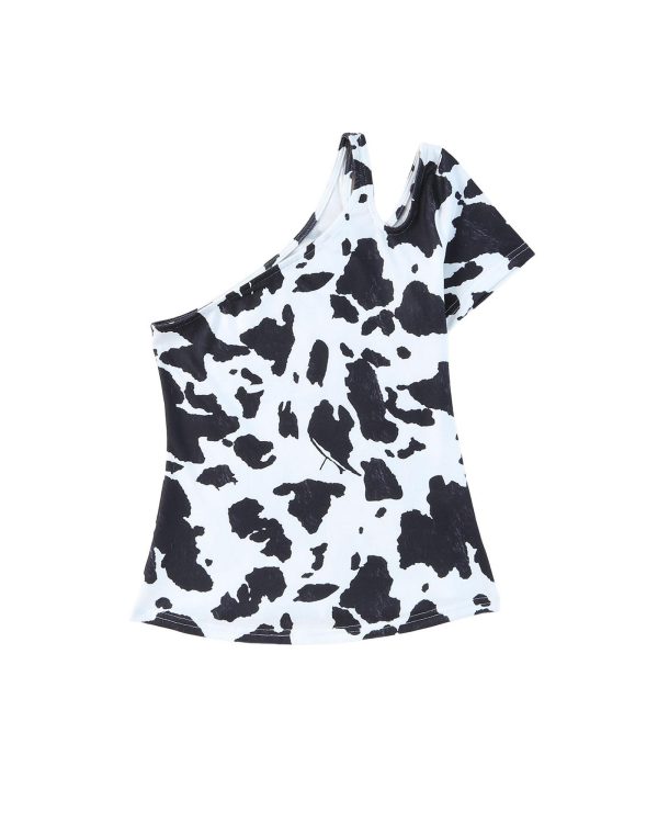 Azura Exchange Cow Print Cut out Short Sleeve Top – M