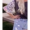 Azura Exchange Leopard Floral Patchwork Ruffle Bell Sleeve Top – M