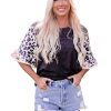 Azura Exchange Leopard Floral Patchwork Ruffle Bell Sleeve Top – M