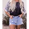 Azura Exchange Leopard Floral Patchwork Ruffle Bell Sleeve Top – M