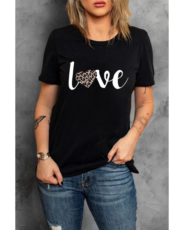 Azura Exchange Leopard Heart Shape Print T-Shirt – L