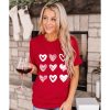 Azura Exchange Heart Glitter Flocking Pattern Valentines Graphic Tee – S