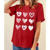 Azura Exchange Heart Glitter Flocking Pattern Valentines Graphic Tee – S